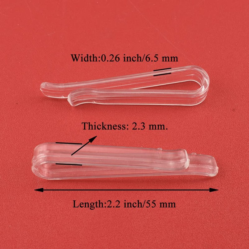 HAHIYO 2.2inch/55mm 60Pcs Clear Plastic U Shape Alligator Clip, Clothespin