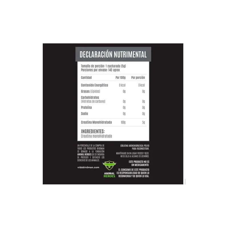 Suplemento En Polvo Birdman Performance Creatina 700g