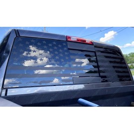 Skull Daddy Graphics Distressed American Flag Decal Sticker for Truck Window Compatible with Chevy Silverado GMC Sierra Dodge Ram Ford F150 Toyota Tundra (64" x 16")