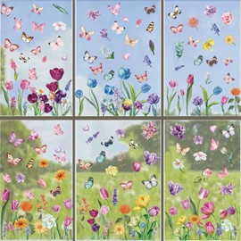 Window Stickers, Window Decoration Flowers, Window Stickers Spring Summer for Glass, Children's Room, Bathroom