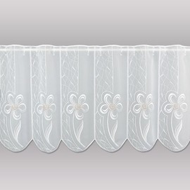 Modern Flower Dreams - Window Curtain Flower Fine Flower Embroidery Made of Real Plauen Lace Pannaux in 3 Heights (Height x Width: 45 x 80 cm)