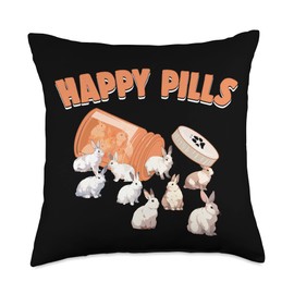 Happy Pills Rabbit Pet Vibes Happy Pills Flemish Giant Bunny Art Funny Rabbit Breed Humor Throw Pillow, 18x18, Multicolor