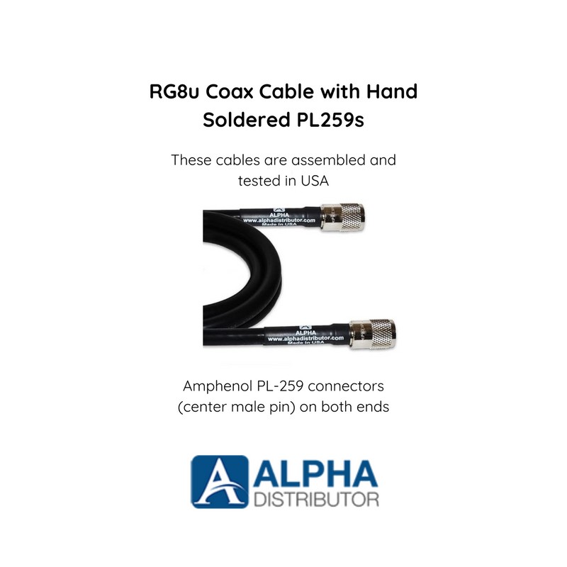 AMPHENOL ALPHA - 85ft RG8u Coax Cable with AMPHENOL PL259s