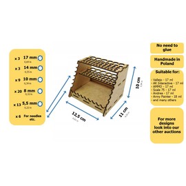 HobbyHold Wooden Model Making Brush & Pen Holder: 48 Openings for Versatile Storage, Brush Holder, Desk Brush Organiser, Painting Brush Holder, Glue Stand, Easy Assembly, Made in Poland
