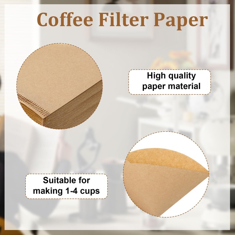 200 PCS Coffee Filter Papers, Natural Brown Disposable Coffee Filter