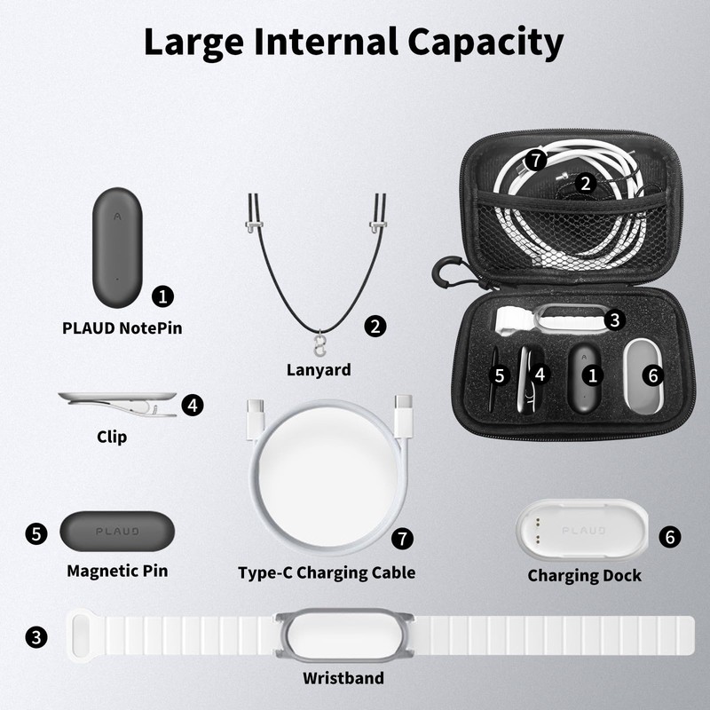 Travel Case for PLAUD NotePin AI Voice Recorder and Charging