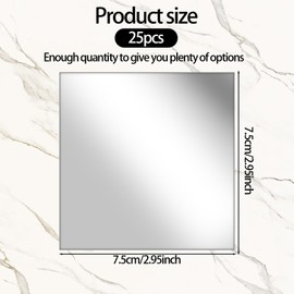 Jeffdad 25 Pcs Mini Size Acrylic Square Mirror Adhesive, Small Square Mirror Tiles for Crafts DIY Projects Supplies (2.9Inches)