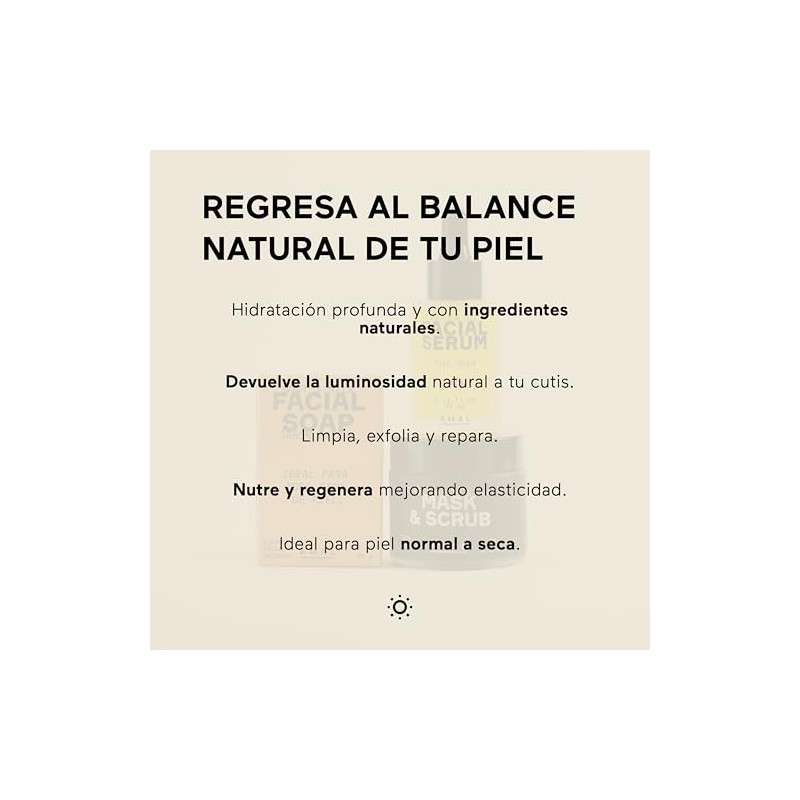 AHAL Kit Facial Skincare Jabón Mascarilla y Suero Piel Seca