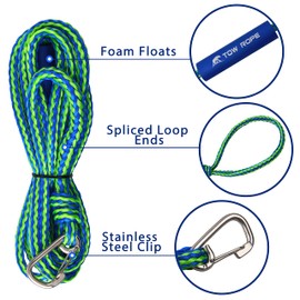 PWC Docking Lines Boat Rope, 7FT 10FT 14FT Mooring Dock Tie Boat Accessories for Jet Ski Pontoon, Kayak Tow Rope with 316 Stainless Steel Clip