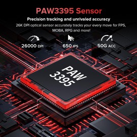 DeLUX Ergonomic Gaming Mouse Wireless M900PRO, 8000Hz Polling Rate, 63g Lightweight, PAW3395 Sensor, 26000DPI, Huano Switch, with Magnetic Charging Station (Red)