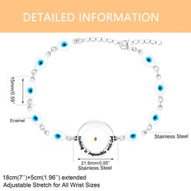 JunyiDIY Nothing Is Impossible with God Bracelet for Women - Mustard Seed Charm T眉rkiye Evil Eye Chain Silver Bracelet - Courage and Protection Bracelet for Mom, Grandma Aunt