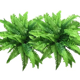 CATTREE Artificial Shrubs, Persian Grass Plastic Plants Fern Leaves Fake Bushes Wedding Indoor Outdoor Home Garden Verandah Kitchen Office Table Centerpieces Arrangements Christmas Decoration - 8 pcs