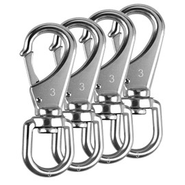 KINLINK 304 Stainless Steel Swivel Snap Hooks, 4 Pack 4.6 Inch Flag Pole Clips, Heavy Duty Large Spring Snap Hooks for Boat Anchor Ropes and Cables