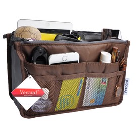 Vercord Purse Organizer,Insert Handbag Organizer Bag in Bag Coffee S