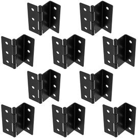 JEUIHAU 10 PCS 3 Inch Three Fold Box Hinge, Heavy Duty Three Fold Retro Hinge Hardware, Black Half Surface Chest Hinge, Semi-Concealed Half Surface Offset Hinge for Cabinet, Door, Furniture