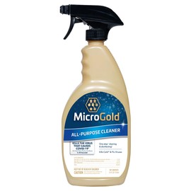 MicroGold All-Purpose Cleaner Spray Kills 99.9% of Bacteria and Viruses Bleach Free for Use in Kitchens and Bathrooms, 24 Fluid Ounces, 1 Pack