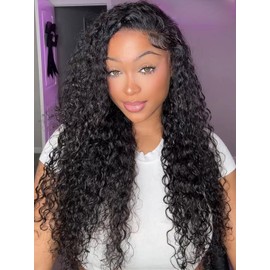 Curlyme 360 Lace Front Wigs Human Hair 360 Fit Wig Pre Bleached Pre Plucked Water Wave Human Hair Pre Cut 360 Lace Wear Go Glueless Wig Human Hair For Women Natural Hairline 180% Density 18 Inch