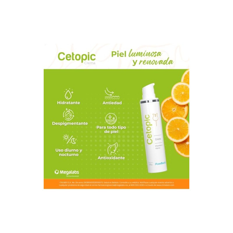 Cetopic Crema Vitamina Ácido Hialuronico Panthenol Antiedad Antioxidantes Antimanchas Manchas