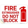 Fire Extinguisher Do Not Block with Graphic Sign, 10x7 Inches,