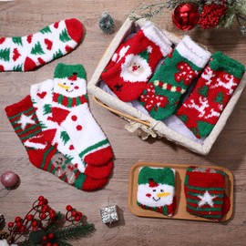 Haysandy 12 Pair Christmas Socks Fuzzy Funny Winter Warm Stretchy Novelty Colorful Holiday Crew Socks Bulk for Women Men(Classic)