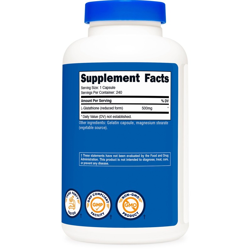 Nutricost Glutathione Capsules 500mg, 240 Capsules - Gluten Free, Non-GMO
