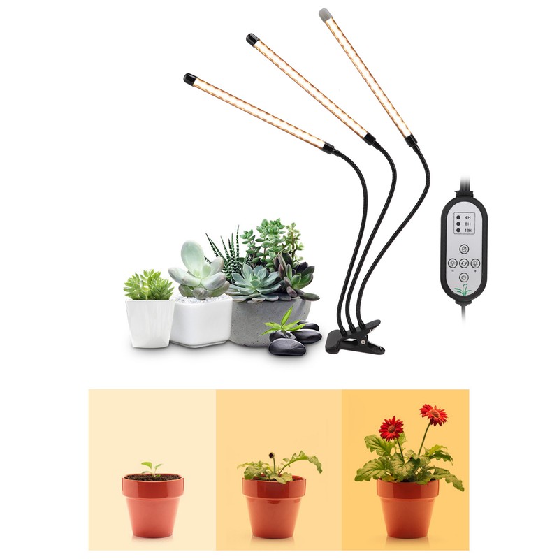 3 Head Clip Plant Light Full Spectrum Red White Warm