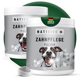 NATIVIVO Dental Care Dog - Tartar Remover Dog Tartar Removal - Tooth Powder for Dogs Dental Care Against Bad Breath & Tartar - Dental Powder for Dogs - Bad Breath Remover Plaque Off Dog