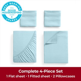 Mellanni California King Sheets Set - 4 PC Iconic Collection Bedding - Hotel Luxury, Extra Soft, Cooling Bed Sheets - Wrinkle, Fade, Stain Resistant (Cal King, Aqua)