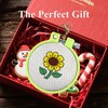 Zhenqing 5 Patterns Mini Cross Stitch Keychain Kit, DIY Flower