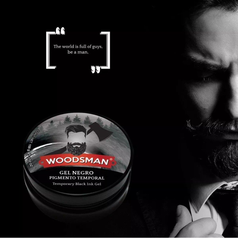 Woodsman Gel Pigmento Negro Temporal Para Zona De Barba Woodsman
