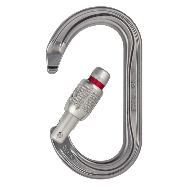 PETZL Ok Screw Lock Grey - Lightweight Oval Aluminium Safety
