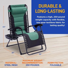 Serenelife Outdoor Adjustable & Foldable Padded Zero Gravity Lawn Chair