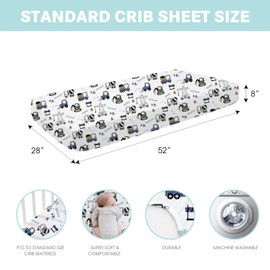 Little Grape Land 3 Piece Soft & Breathable Baby Crib Sheet Set with Cartoon Print, Fits Standard Crib Mattress Hypoallergenic for Newborns & Toddlers (Truck)
