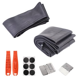 2 Pack Bike Tube 26x4.0/4.5 AV 32mm Schrader Valve with Glueless Tire Puncture Repair Patch Kit Include 2 Tire Lever 6 Adhesive Patches Tube Suits for 26x4.0 26x4 1/4 26x4.5 E-Bike Bicycle Tire Tubes