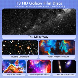 Elec3 Star Projector, Planetarium Projector for Bedroom Ultra Clear Galaxy Night Light with 4K Replaceable 12 Galaxy Discs 360 Degree Rotation Real Sky Light for Kids Room Birthday Valentines Gift