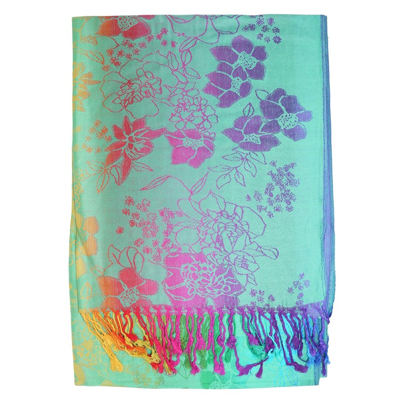 KMystic Colorful Silk Pashmina Scarf Shawl Wrap (Green)