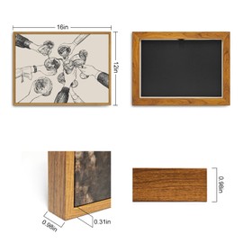 Roslynity Framed Canvas Wall Art Vintage Print Paintings Cheers Sign Friends Clinking Drinks Glasses Cocktails Retro Aesthetic Artwork for Home Living Room Bar Cart Kitchen Wall Decor (12"x16")