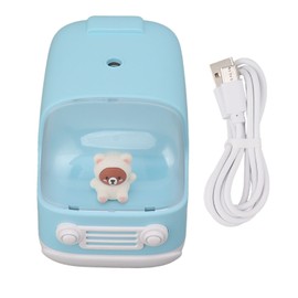 Cute Small Humidifier 350ml Bear Bus Shape USB Charging Portable Mini Humidifier Cool Mist Diffuser for Desktop Office Bedroom Blue