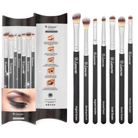 Make Up Eye Brush Set - Eyeshadow Eyeliner Blending Crease Kit - Best Choice 7 Piece Essentials - Pencil, Shader, Tapered, Definer - Vegan Synthetic Bristles That Last Longer, Apply Better Makeup & Make You Look Flawless