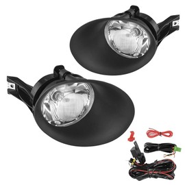 A ABIGAIL Driving Fog Lights Lamps Replacement for 2002-2008 Dodge Ram 1500/2500/3500 Pickup Truck 9006 12V 55W Halogen Bulbs & Wiring harness Kit & Black Bezel