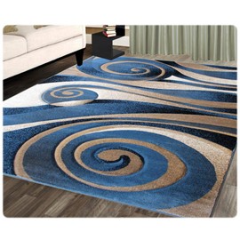 Modern Area Rug Design Sculpture 258 Blue (5 Feet 2 Inch X 7 Feet 1 Inch)