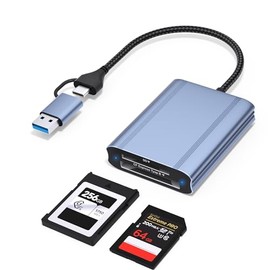 Adaptador de memoria CFexpress tipo B y lector de tarjetas SD 2 en 1 USB-C y USB-A tipo B con lector USB 3.2 (Gen 2) 10Gbps CF Express tipo B aleación