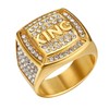 Flongo Men's 18k Gold Ring: Rings Stainless Steel Wide Gold-Plated