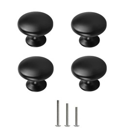 ShipeeKin 4X Cupboard Knobs Black Door Knobs Matt Black Cabinet Pull Handle 30mm for Kitchen Dresser Furniture Chest Drawer Wardrobe Door Bathroom