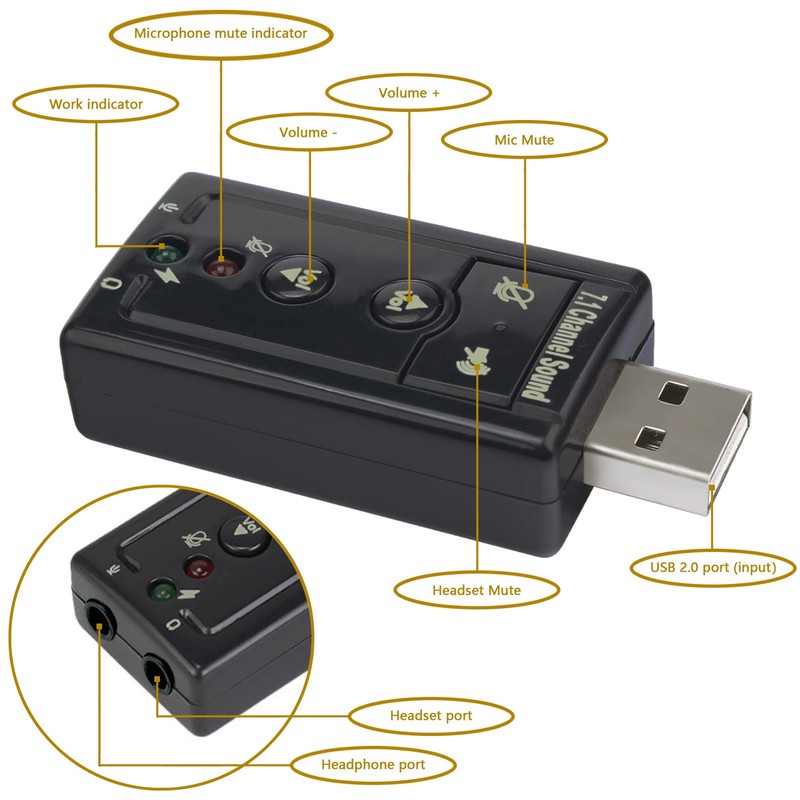 DSYJ 7.1 Channel USB External Sound Card Audio Adapter
