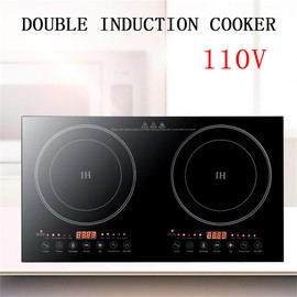 LIYUANJUN Portable Cooktop, 2400W Dual Induction Cooktop Countertop 2 Cooker Burner Stove Hot Plate for 4.7-9.6Inch Iron Portable Induction Cooktop Pot LED Display Screen Touch Type
