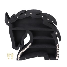 Horse Shape Wooden Crystal Display Shelf Decorative Wooden Crystal Wall Floating Shelf for Living Room Bedroom