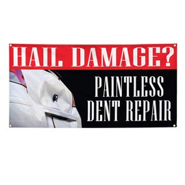 Vinyl Banner Multiple Sizes Hail Damage Paintless Dent Repair Auto Car Vehicle Automotive Outdoor Weatherproof Industrial Yard Signs Black 8 Grommets 48x96Inches