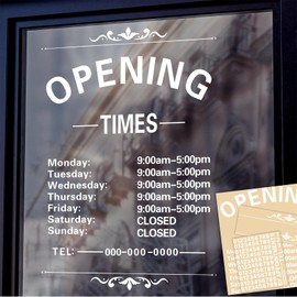 Business Hours Signs for Glass Door Custom Store Hours Window Decals White
