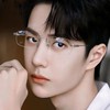88flix Clear Megane, Blue Light Cut, Non-Degree, Square, Borderless, Rimless,